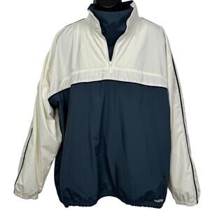Vintage 90s Adidas Track Jacket Windbreaker Smock Navy White Men’s XXL 1/4 Zip